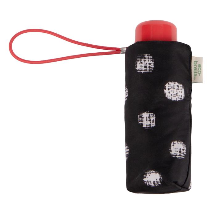 totes® Compact Round B&W Stitched Dots Print Umbrella (3 Section) Extra Image 3